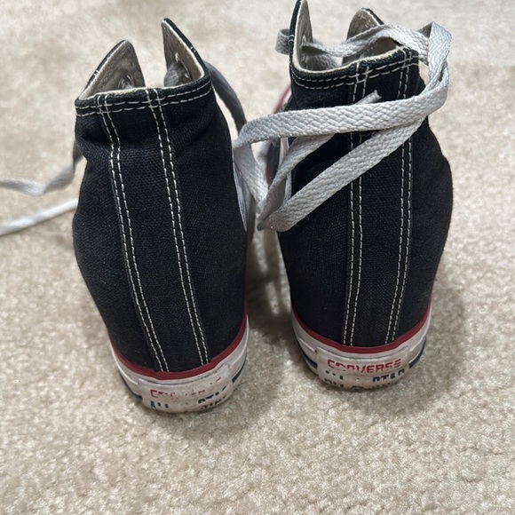 Black High-Top Wedge Sneakers - Picture 3 of 5